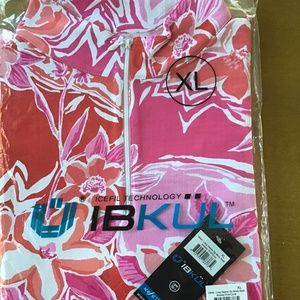 IBKUL Golf -tennis long sleeve mock neck shirt with spf 50+ sun protection.